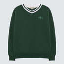 Green Sweatshirt V-Neck Branded - Aria