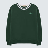 Green Sweatshirt V-Neck Branded - Aria