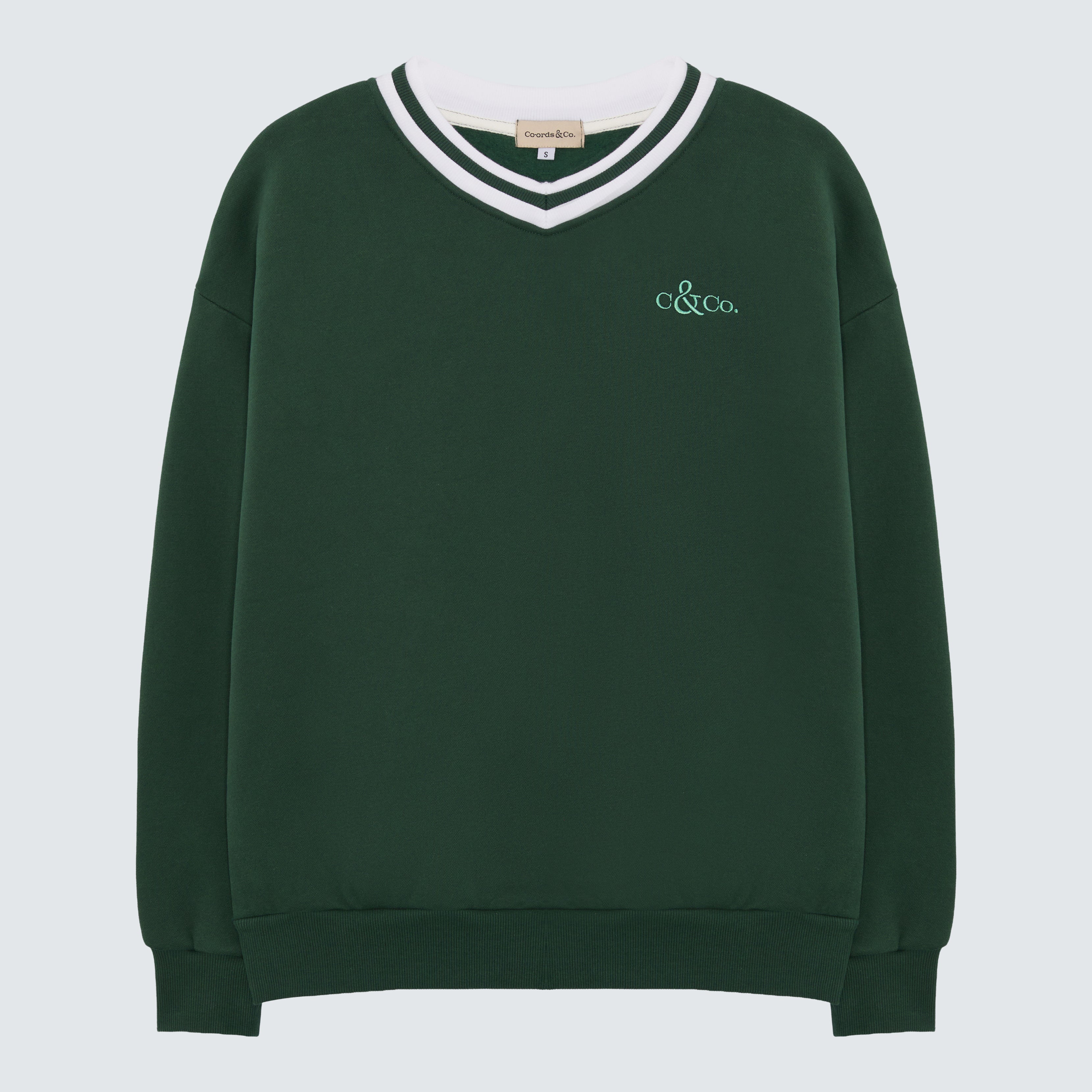 Forest Green Sweatshirt V-Neck - Aria