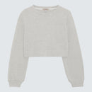 Grey Crewneck Cropped Waffle Sweatshirt - Lily