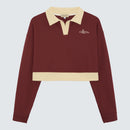 Burgundy Collared Cropped Sweatshirt - Valentina