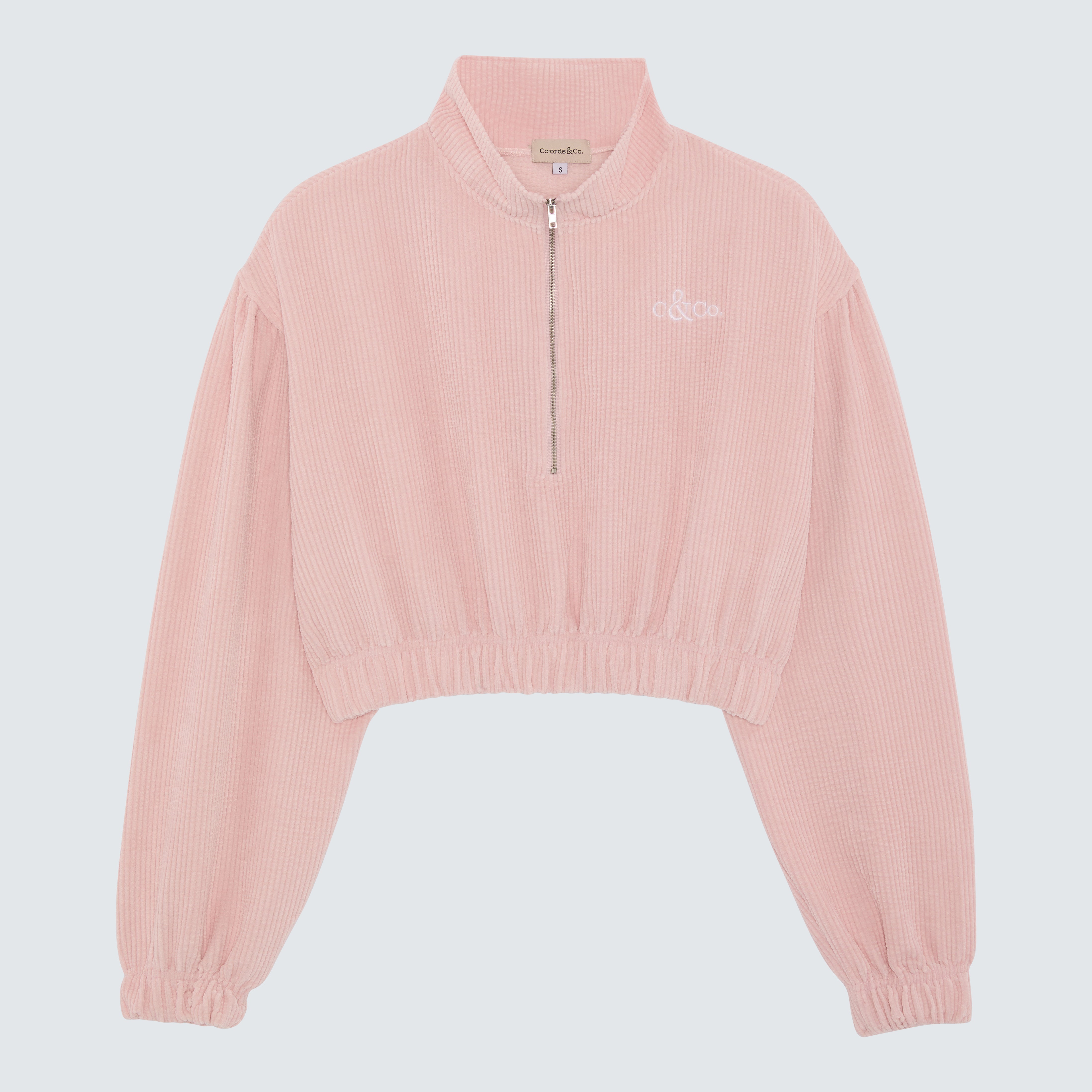 Blush Pink Cropped Top Zip-Up Branded - Romy