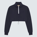 Navy Blue and White Cropped Sweatshirt - Isolde