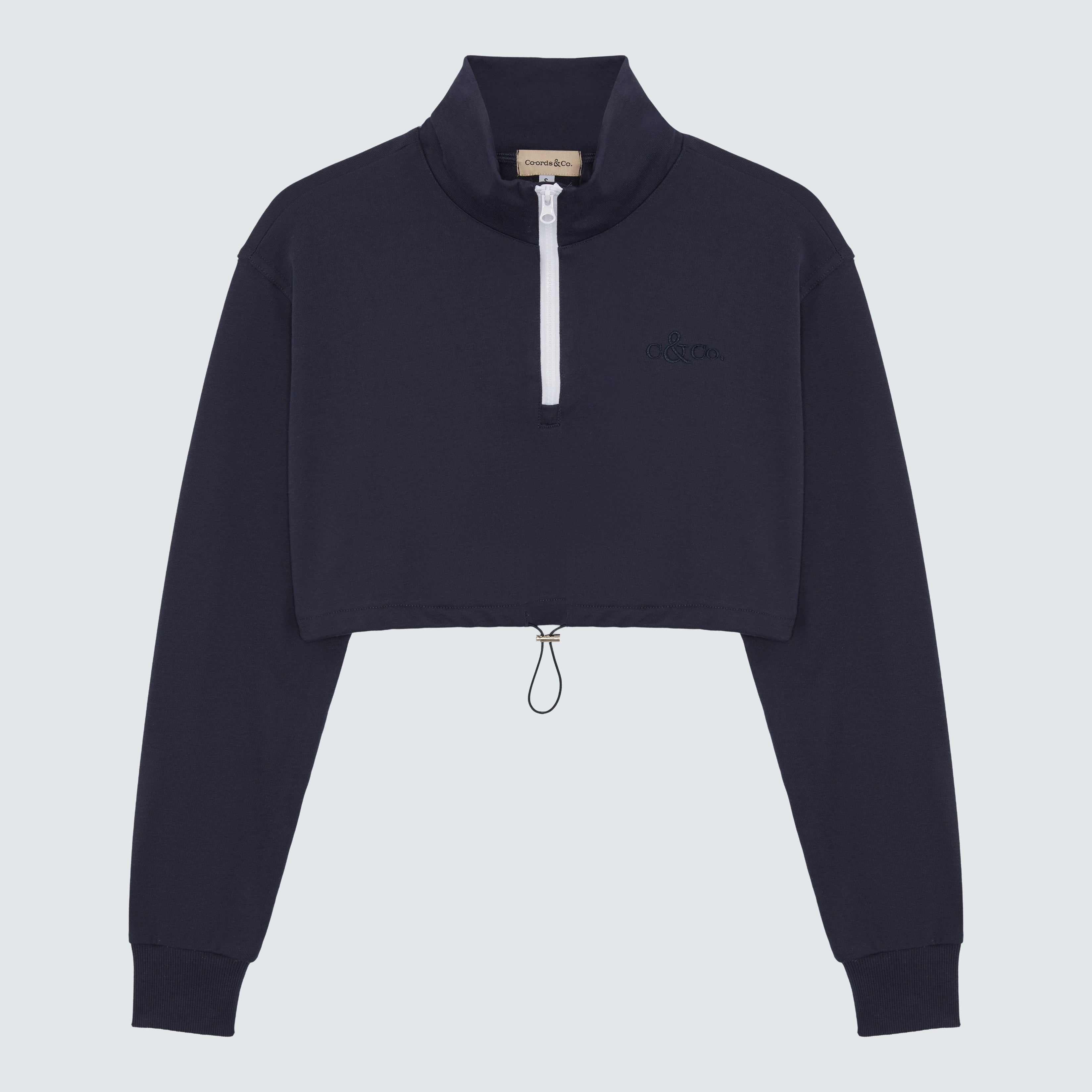 Navy Blue and White Cropped Sweatshirt - Isolde