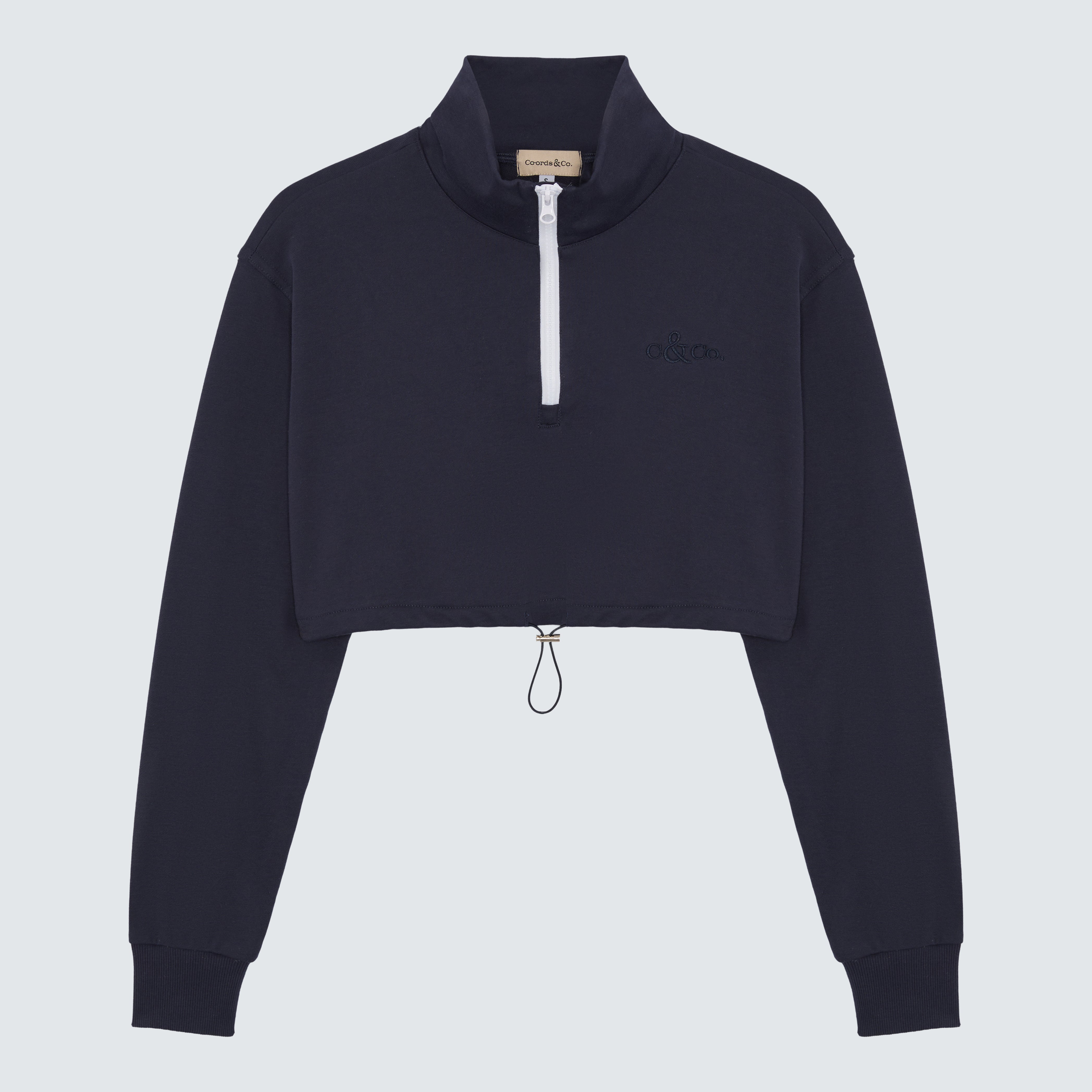 Navy Blue and White Cropped Top Branded - Isolde