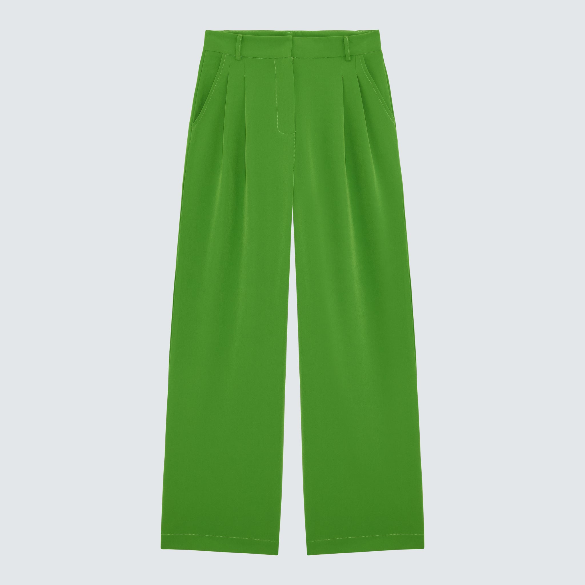 Green Wide Leg High Waisted Trousers - Ava