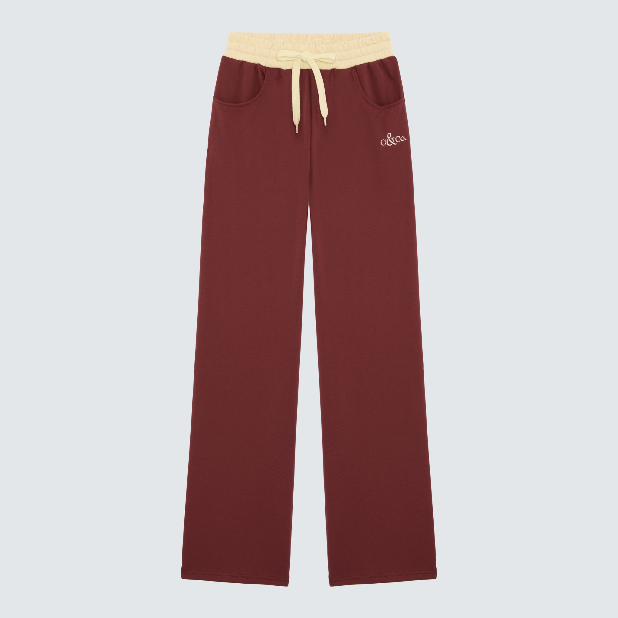 Maroon Wide Leg Jogger Branded - Valentina