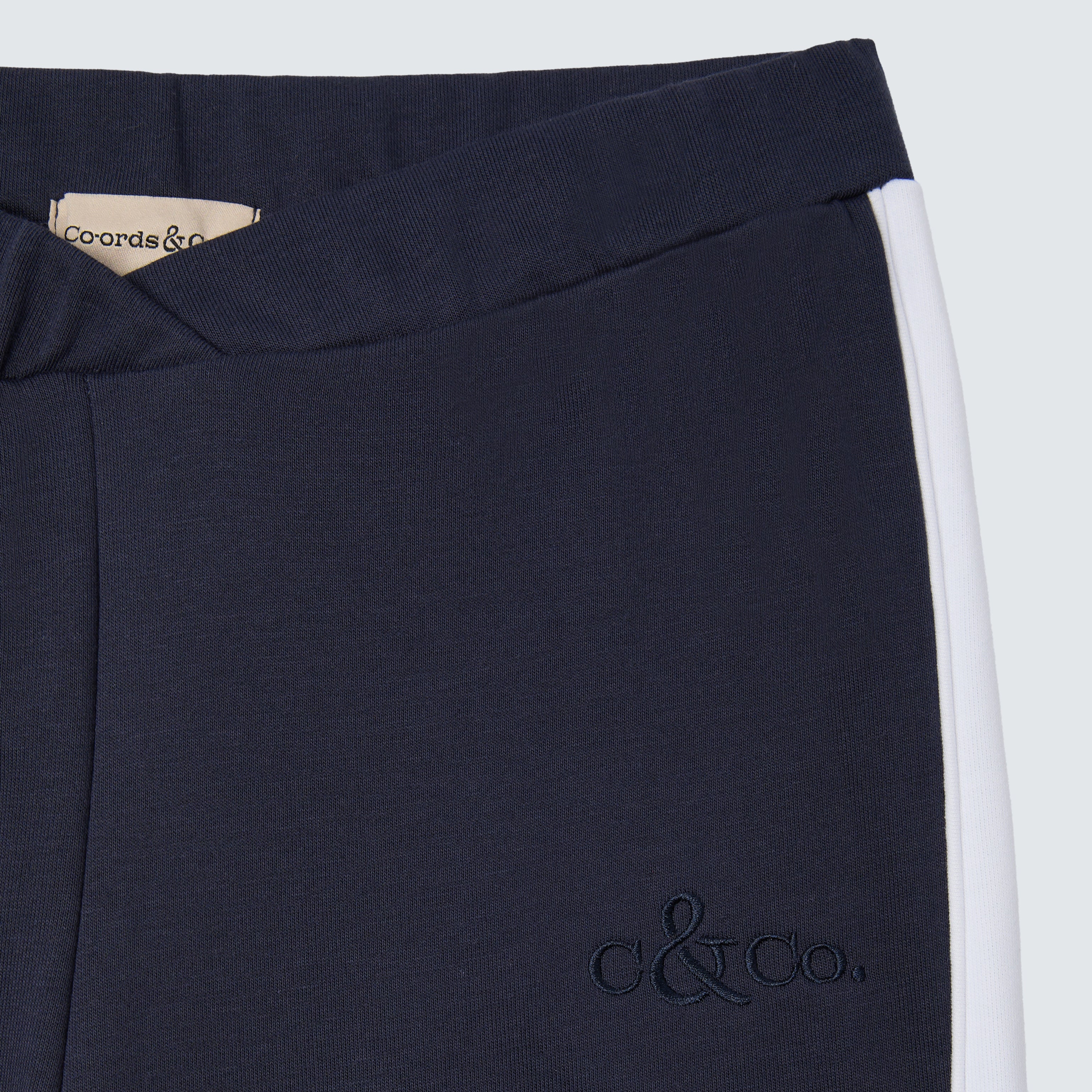 Navy Blue and White V-Waist Flared Jogger Branded - Isolde