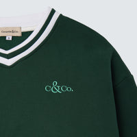 Green Sweatshirt V-Neck Branded - Aria