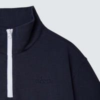 Navy Blue and White Cropped Top Branded - Isolde