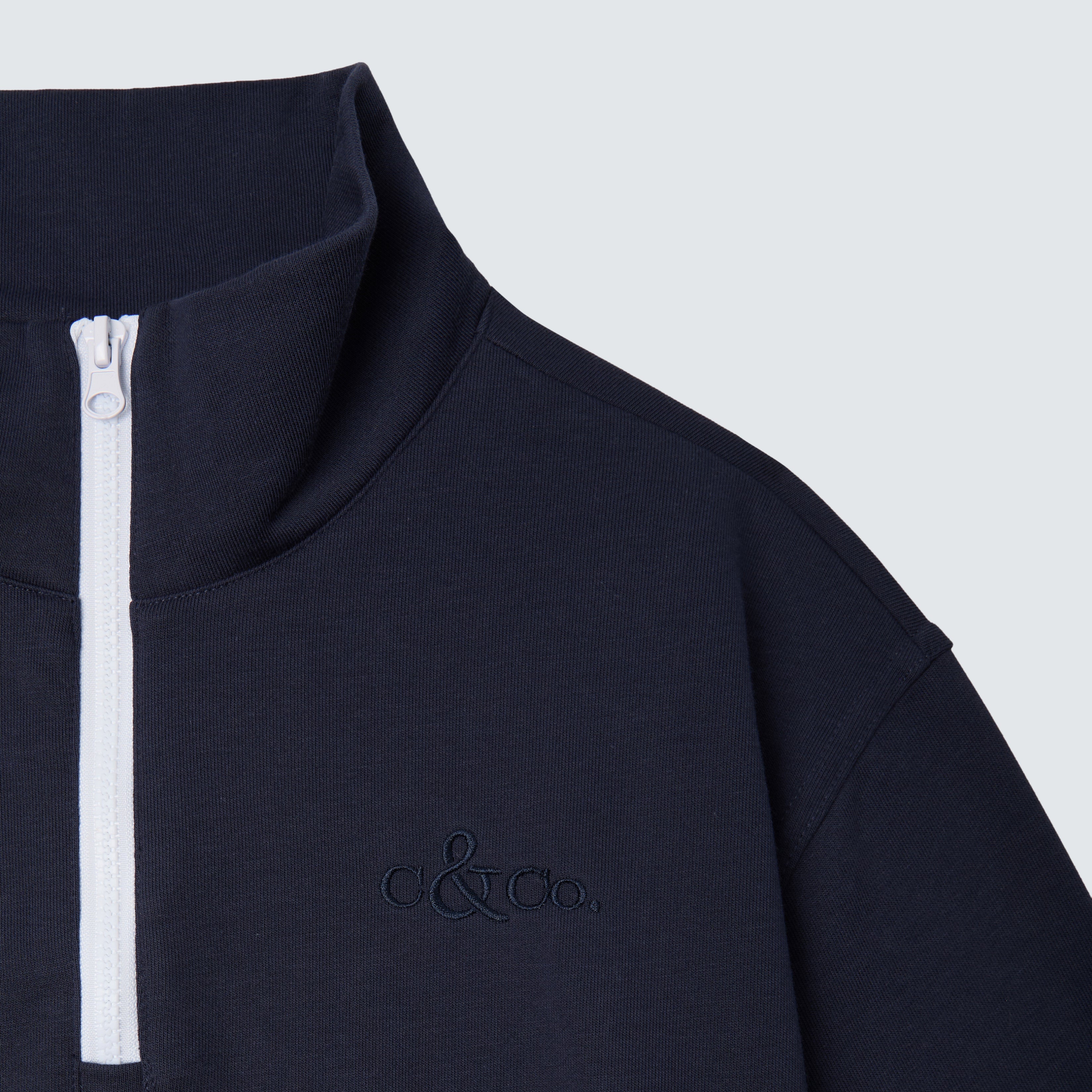 Navy Blue and White Cropped Top Branded - Isolde