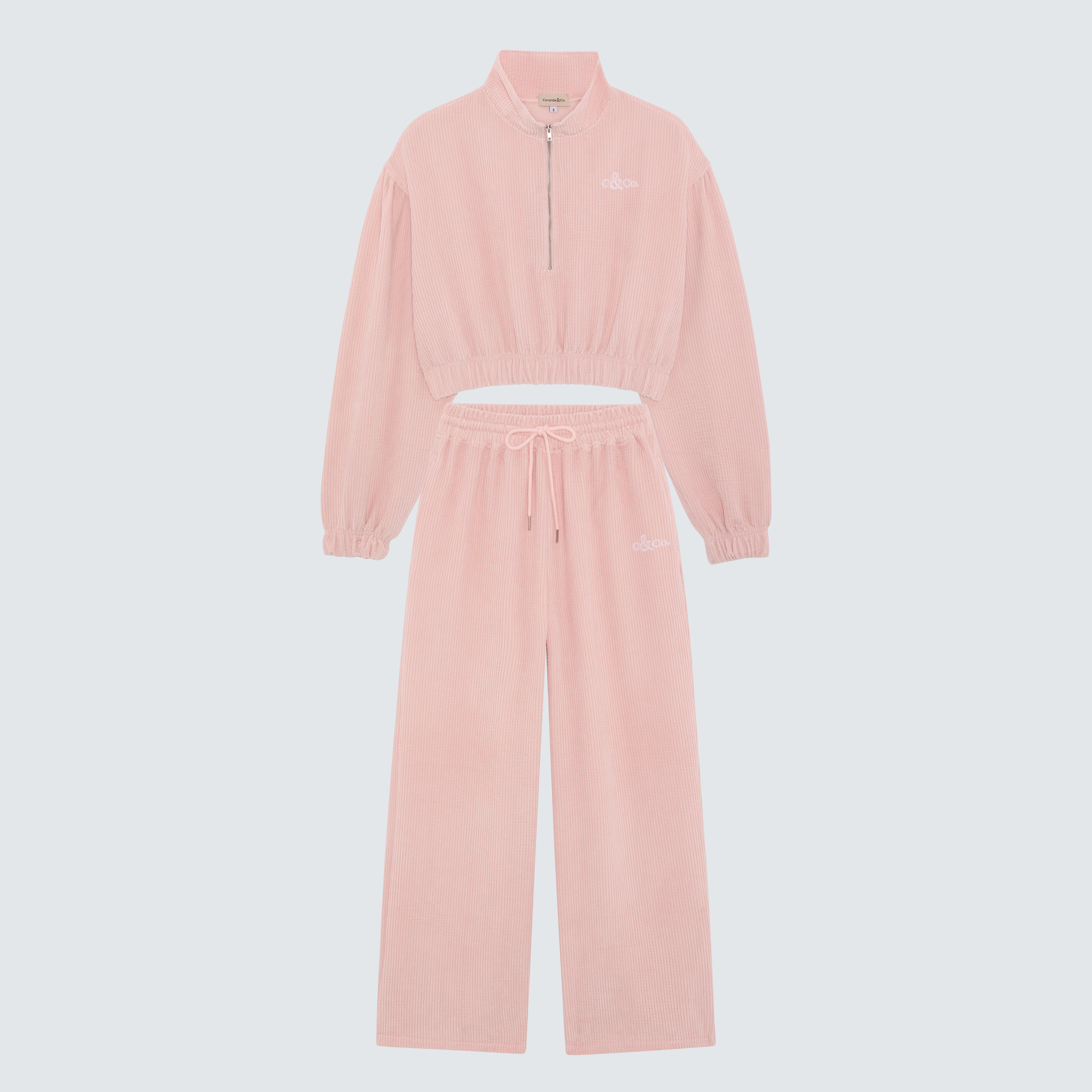 Blush Pink Wide Leg Jogger Branded - Romy