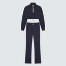 Navy Blue and White V-Waist Flared Jogger Branded - Isolde