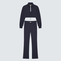 Navy Blue and White V-Waist Flared Jogger Branded - Isolde