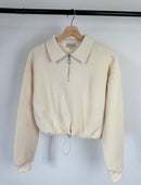 Celia Light Beige Collared Waffle Top