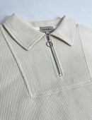 Celia Light Beige Collared Waffle Top