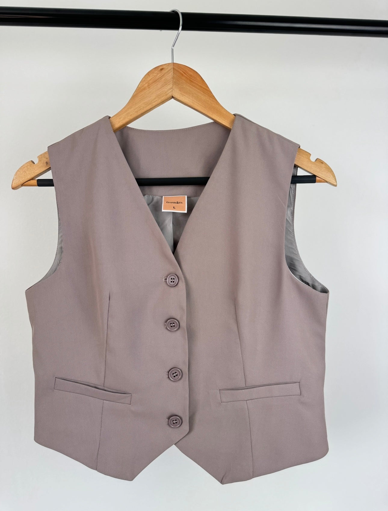 Sophia Taupe Sleeveless V-Neck Waistcoat