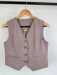 Taupe v-neck waistcoat from our co-ord set | A modern coord set staple in our co ord sets collection