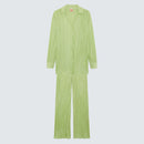 Lime Green Textured  Plissé  Collared Shirt - Isabella
