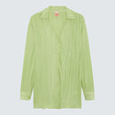 Lime Green Textured  Plissé  Collared Shirt - Isabella