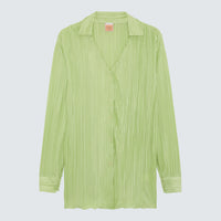Lime Green Textured  Plissé  Collared Shirt - Isabella