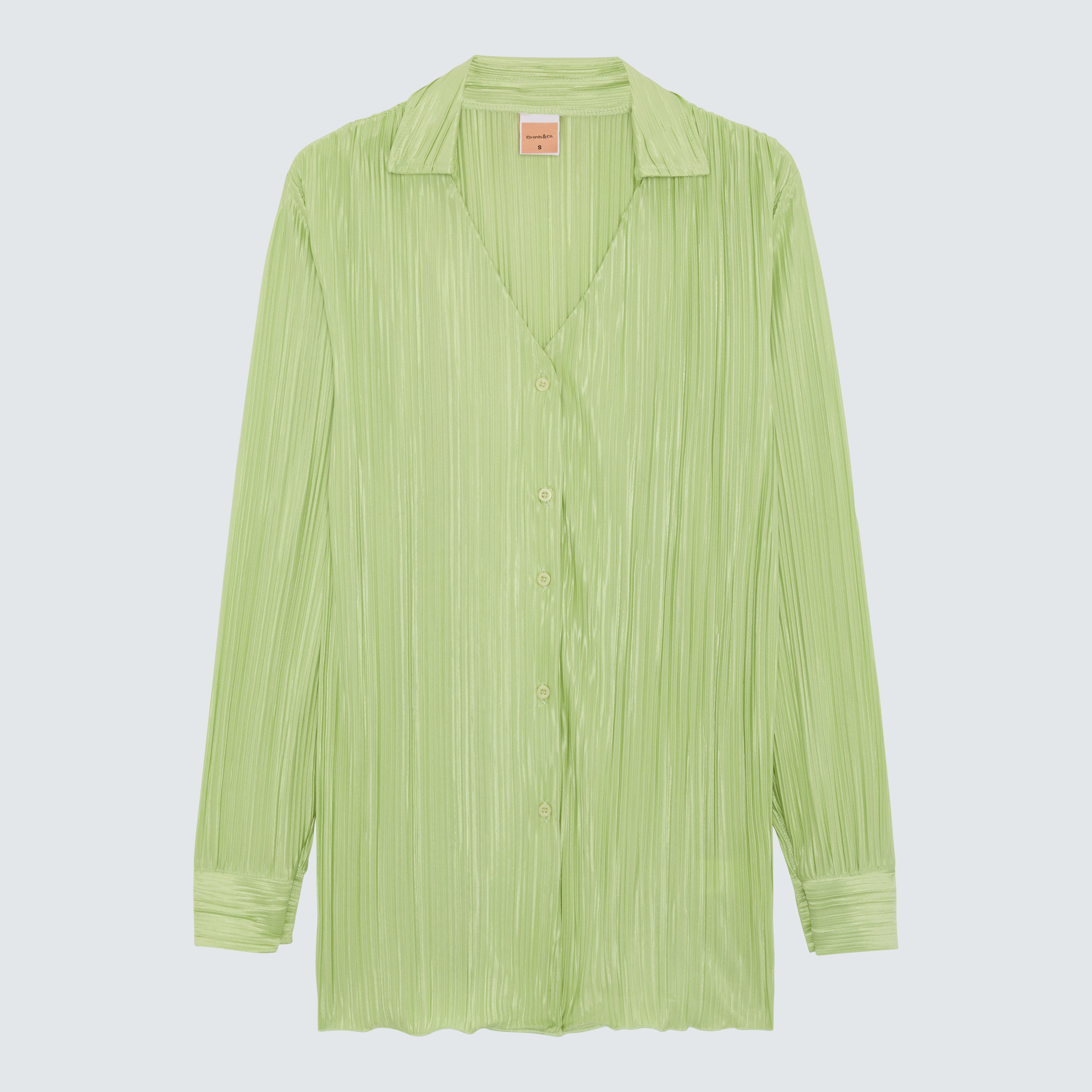 Lime Green Textured Plisse Collared Shirt - Isabella