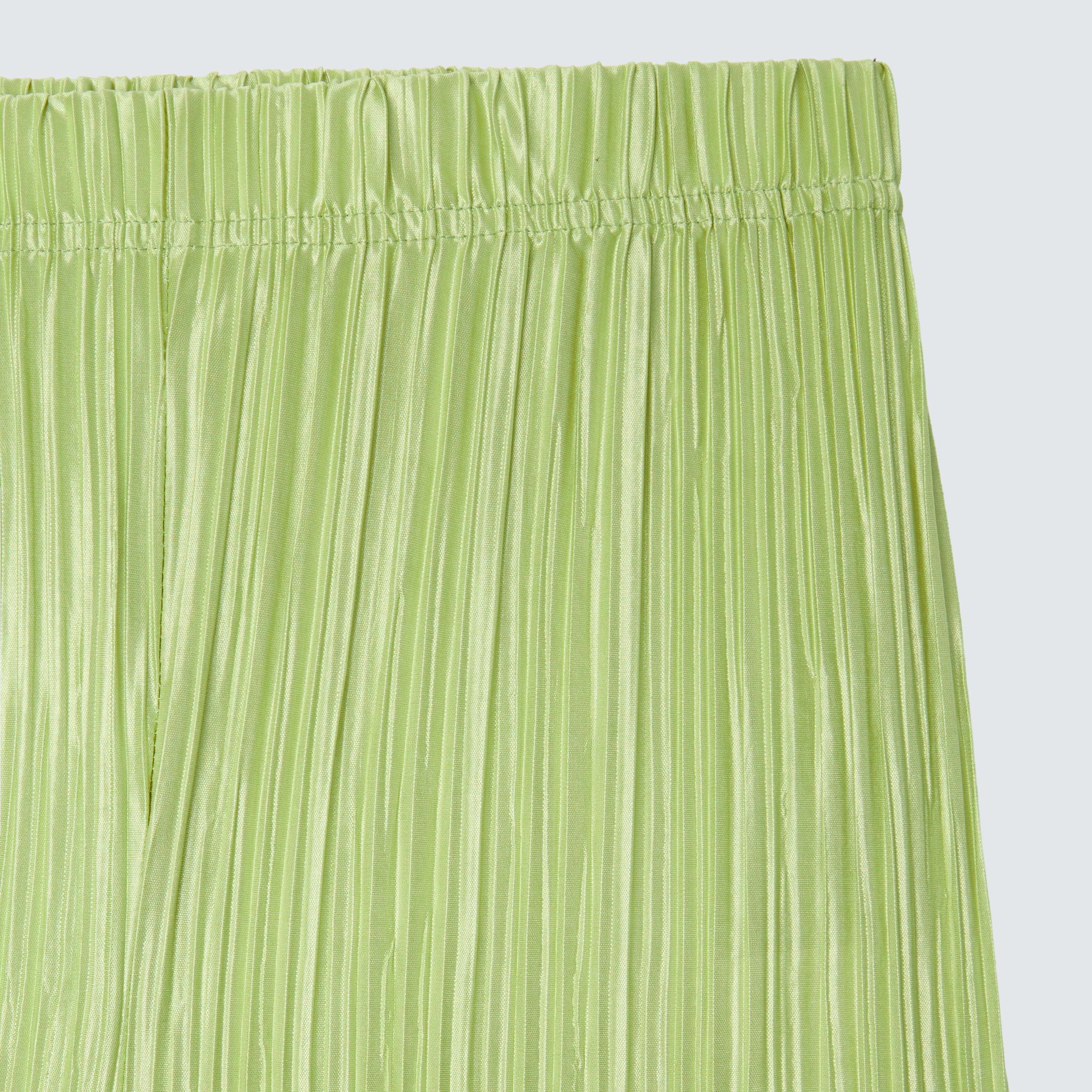 Lime Green Textured Plissé High Waisted Trousers - Isabella