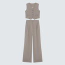 Taupe Wide Leg Trousers - Sophia