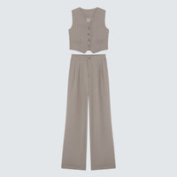 Taupe Wide Leg Trousers - Sophia