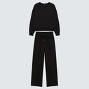 Womens black sweatshirt and jogger straight leg relaxed fit coord set