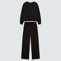 Womens black sweatshirt and jogger straight leg relaxed fit coord set