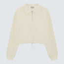 Light Beige Collared Waffle Top - Celia