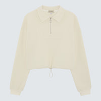 Light Beige Collared Waffle Top - Celia