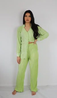 Green wide leg trousers as part of a coord set | A co-ord set essential from our co ord sets and loungewear set 