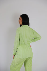 Green shirt from our coord set collection | A co-ord set must-have styled with loungewear set pieces and matching co ord sets