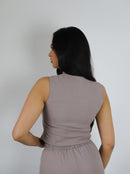 Sophia Taupe Sleeveless V-Neck Waistcoat