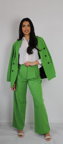 Ava Bright Green Wide Leg High Waisted Trousers