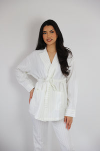 White belted blazer styled in a sleek co-ord set | A key coord set look from our co ord sets and loungewear set drops